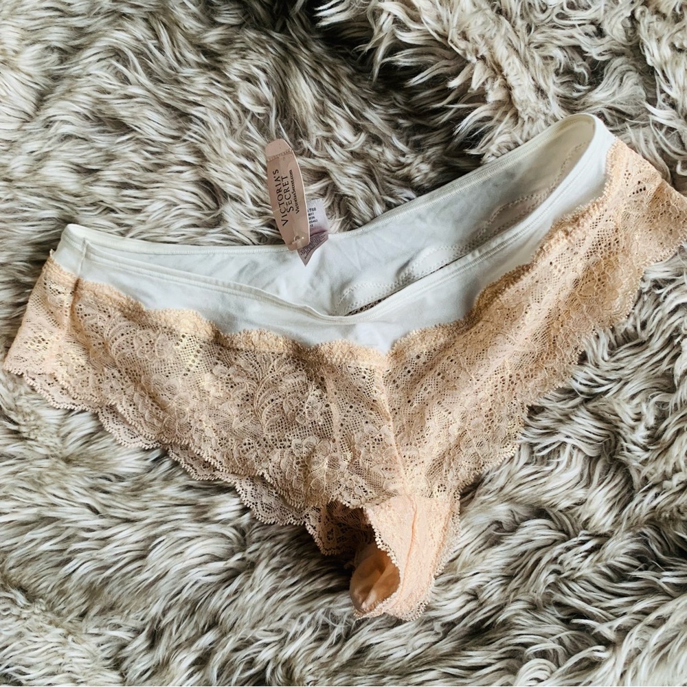 Victoria’s Secret Satin Sss High and Gold lace Cheeky Panty  S